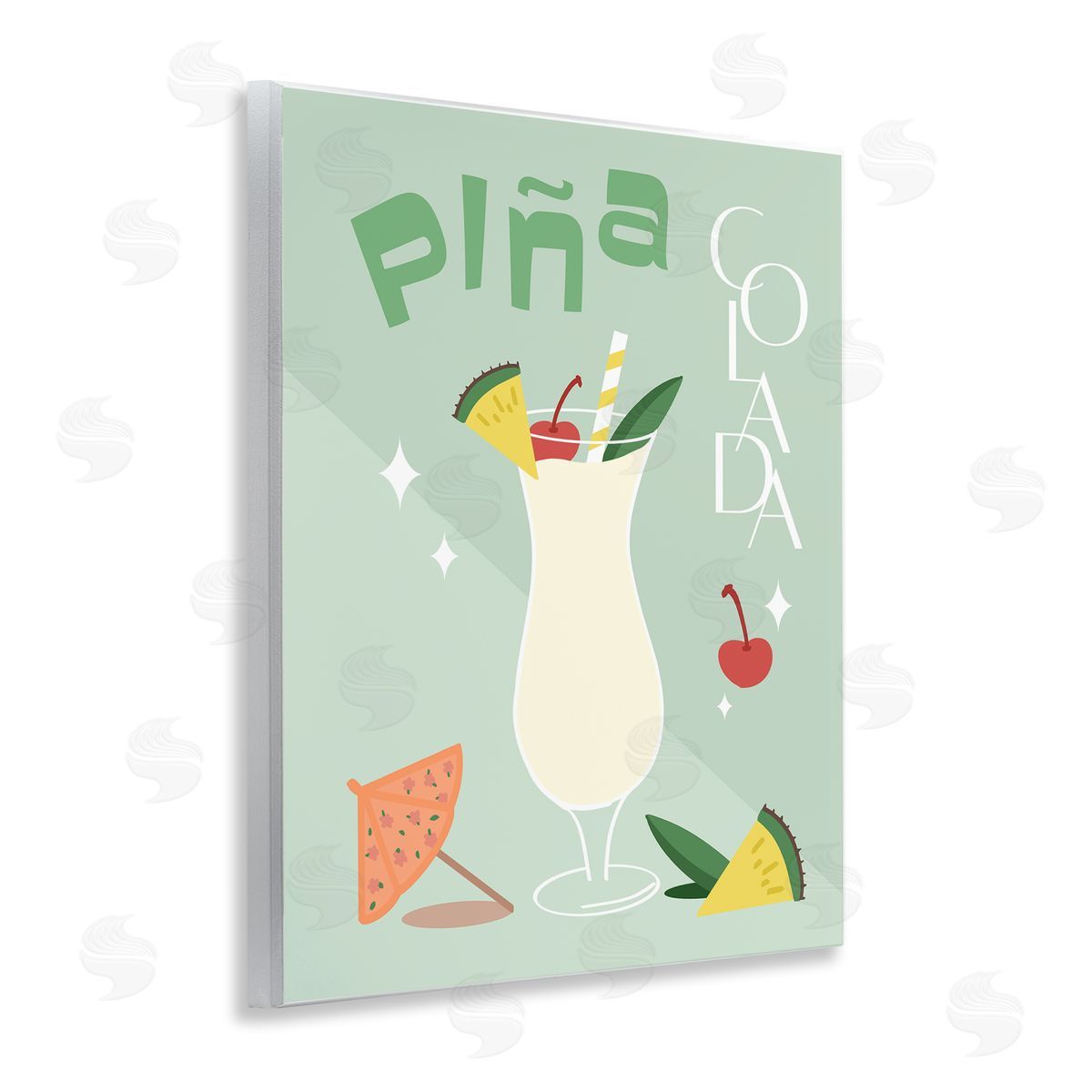 Anna Quach Pina Colada Typography Wooden Wall Plaque Art Print