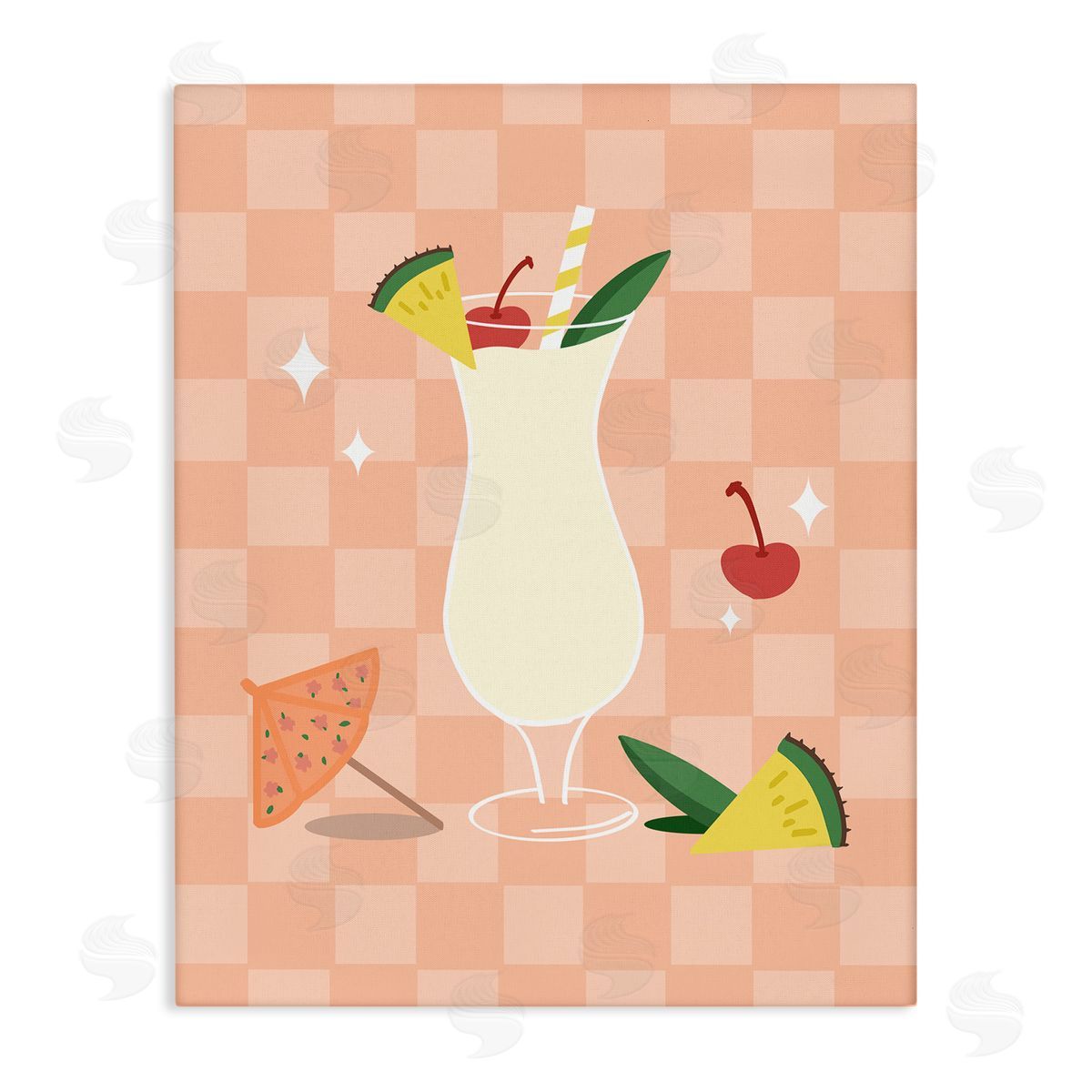 Anna Quach Pina Colada on Checkered Canvas Wall Art Print