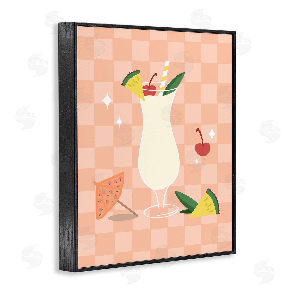 Anna Quach Pina Colada on Checkered Black Framed Giclee Wall Art Print