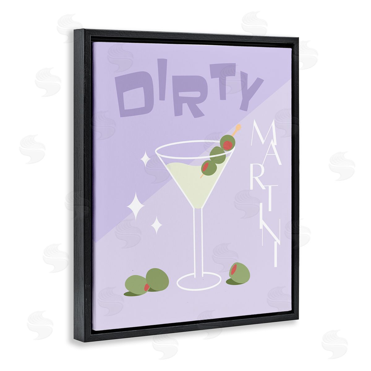 Anna Quach Dirty Martini Typography Black Floating Frame Canvas Wall Art Print
