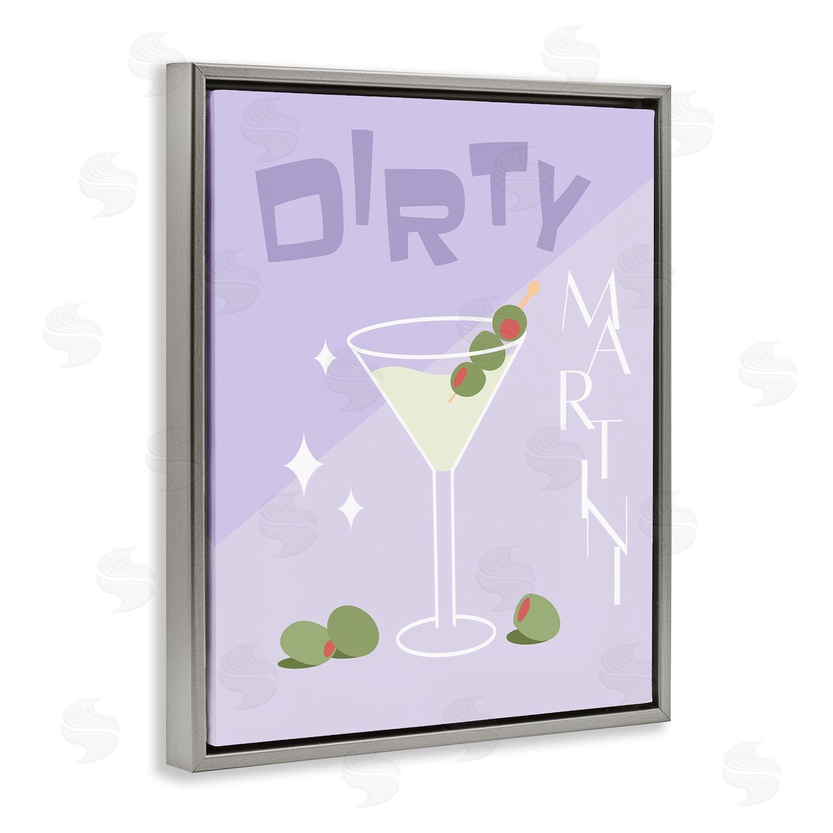 Anna Quach Dirty Martini Typography Gray Floating Frame Canvas Wall Art Print