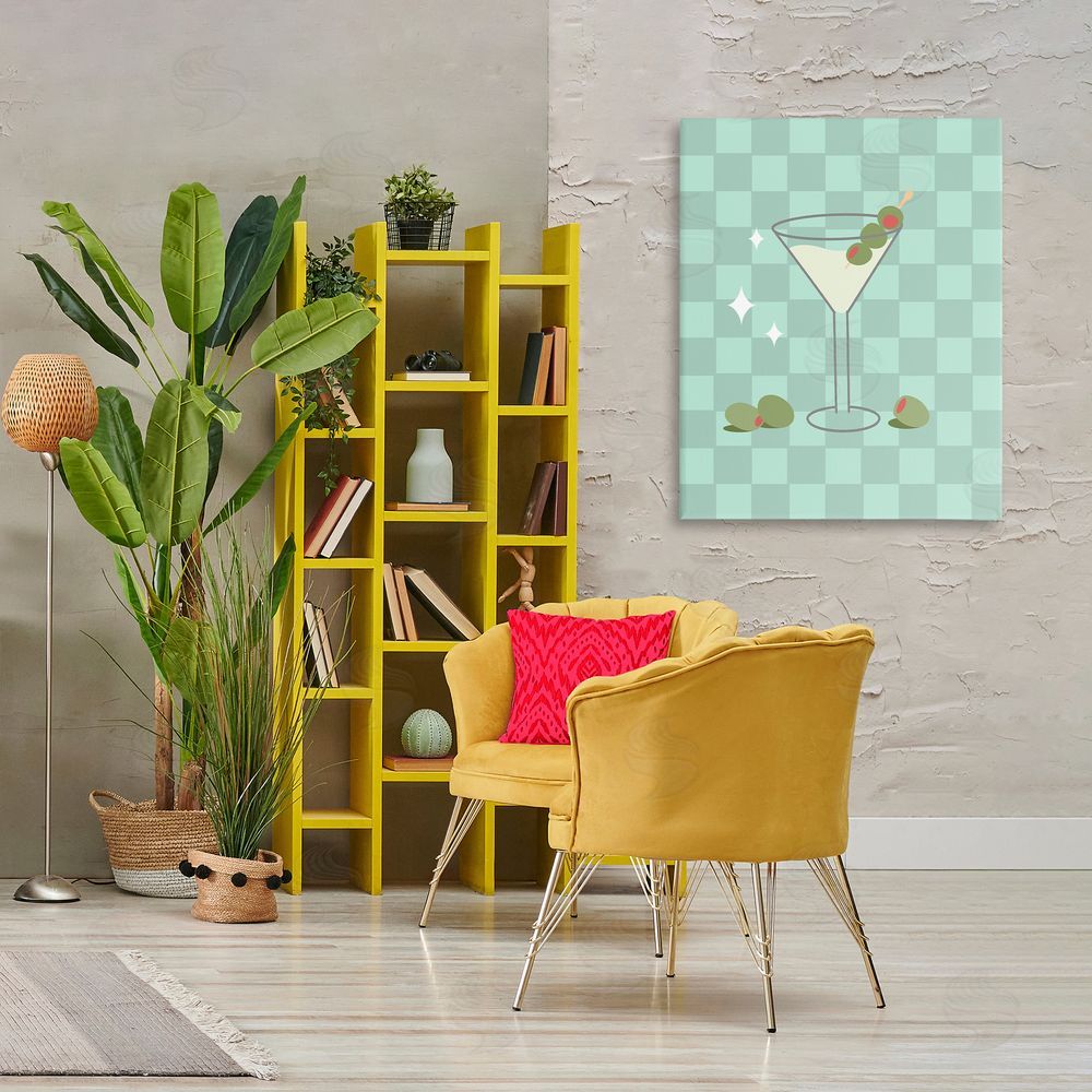 Anna Quach Checkered Dirty Martini Canvas Wall Art Print in Room