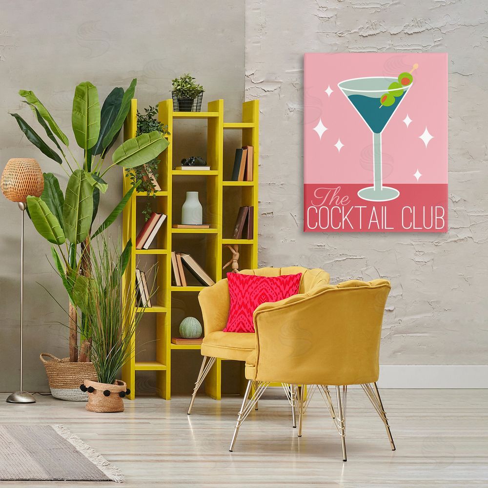 Anna Quach Cocktail Club Typography Canvas Wall Art Print in Room