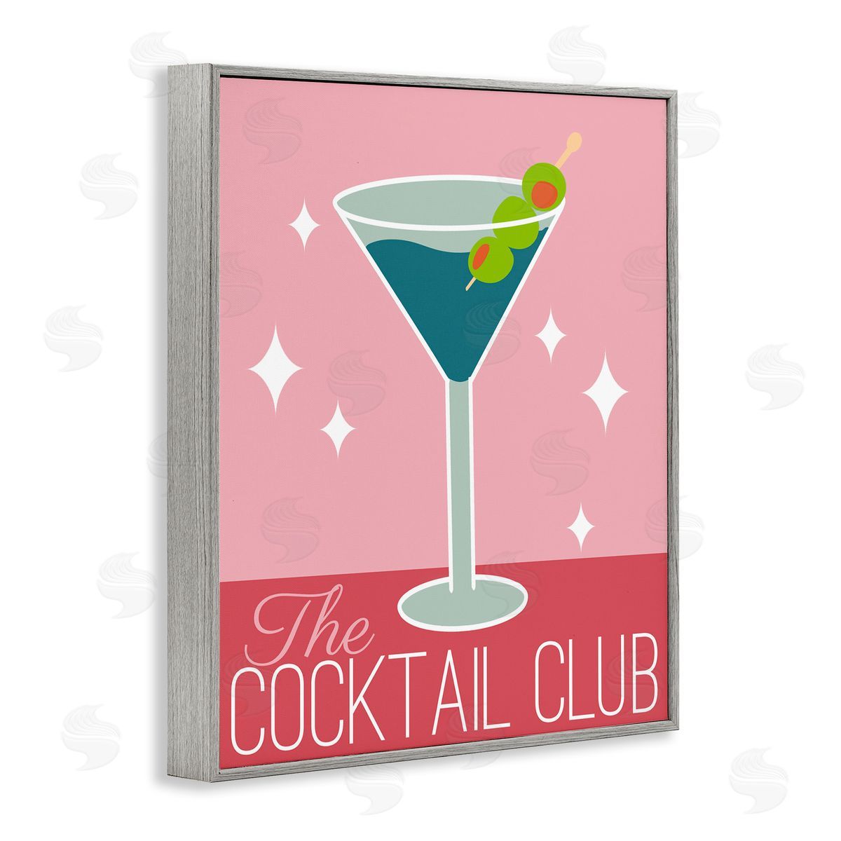 Anna Quach Cocktail Club Typography Gray Framed Giclee Wall Art Print