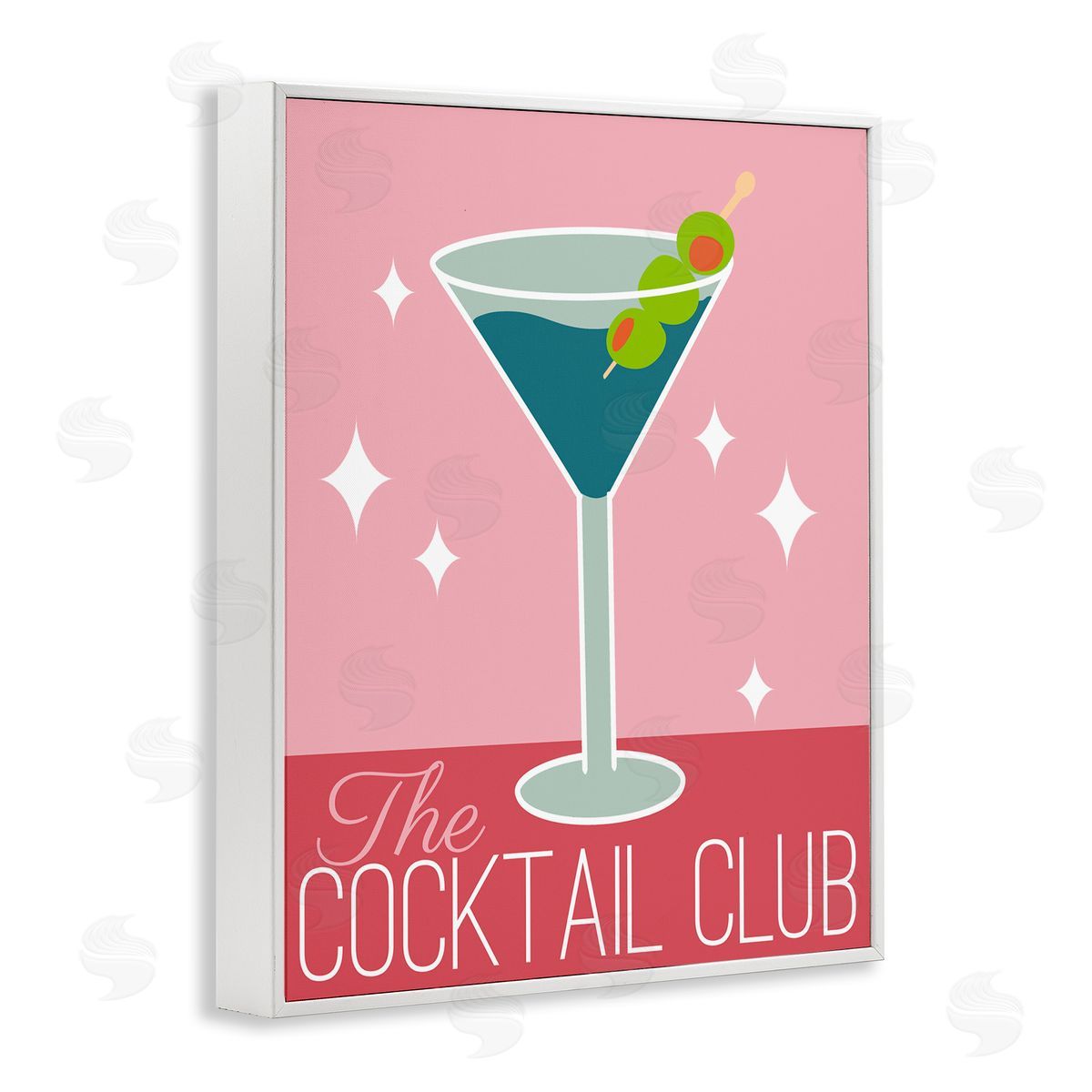 Anna Quach Cocktail Club Typography White Framed Giclee Wall Art Print