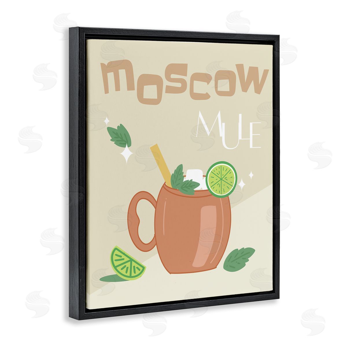 Anna Quach Moscow Mule Typography Black Floating Frame Canvas Wall Art Print