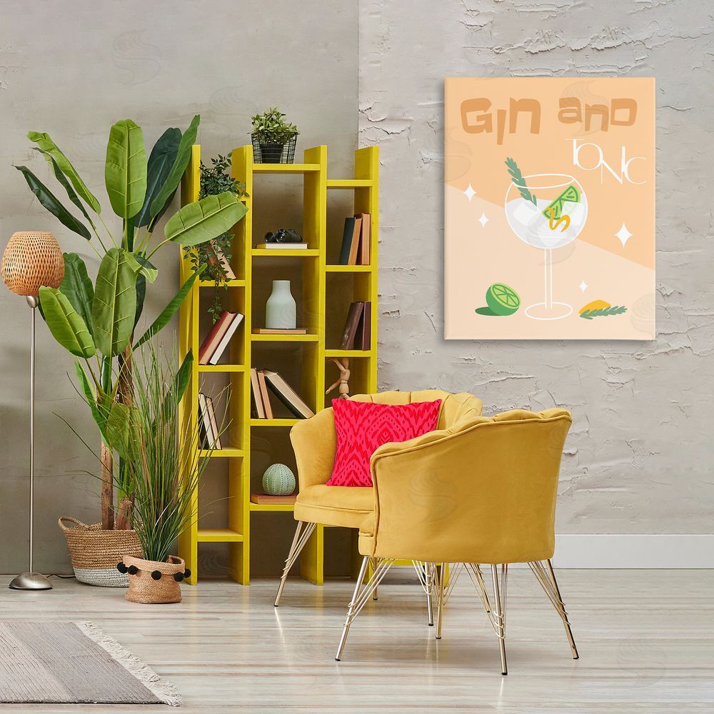 Anna Quach Gin & Tonic Typography Canvas Wall Art Print in Room