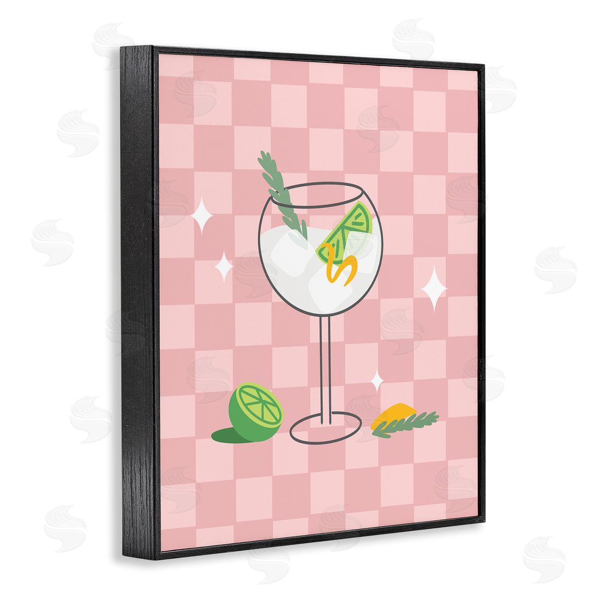 Anna Quach Gin & Tonic on Checkered Black Framed Giclee Wall Art Print