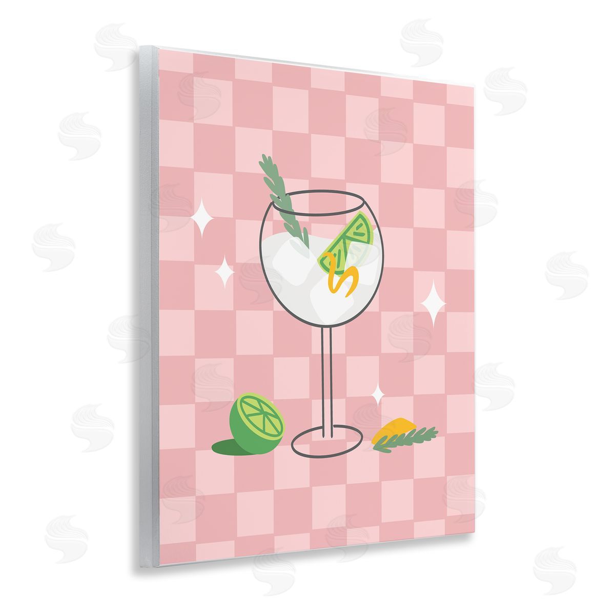 Anna Quach Gin & Tonic on Checkered Wooden Wall Plaque Art Print