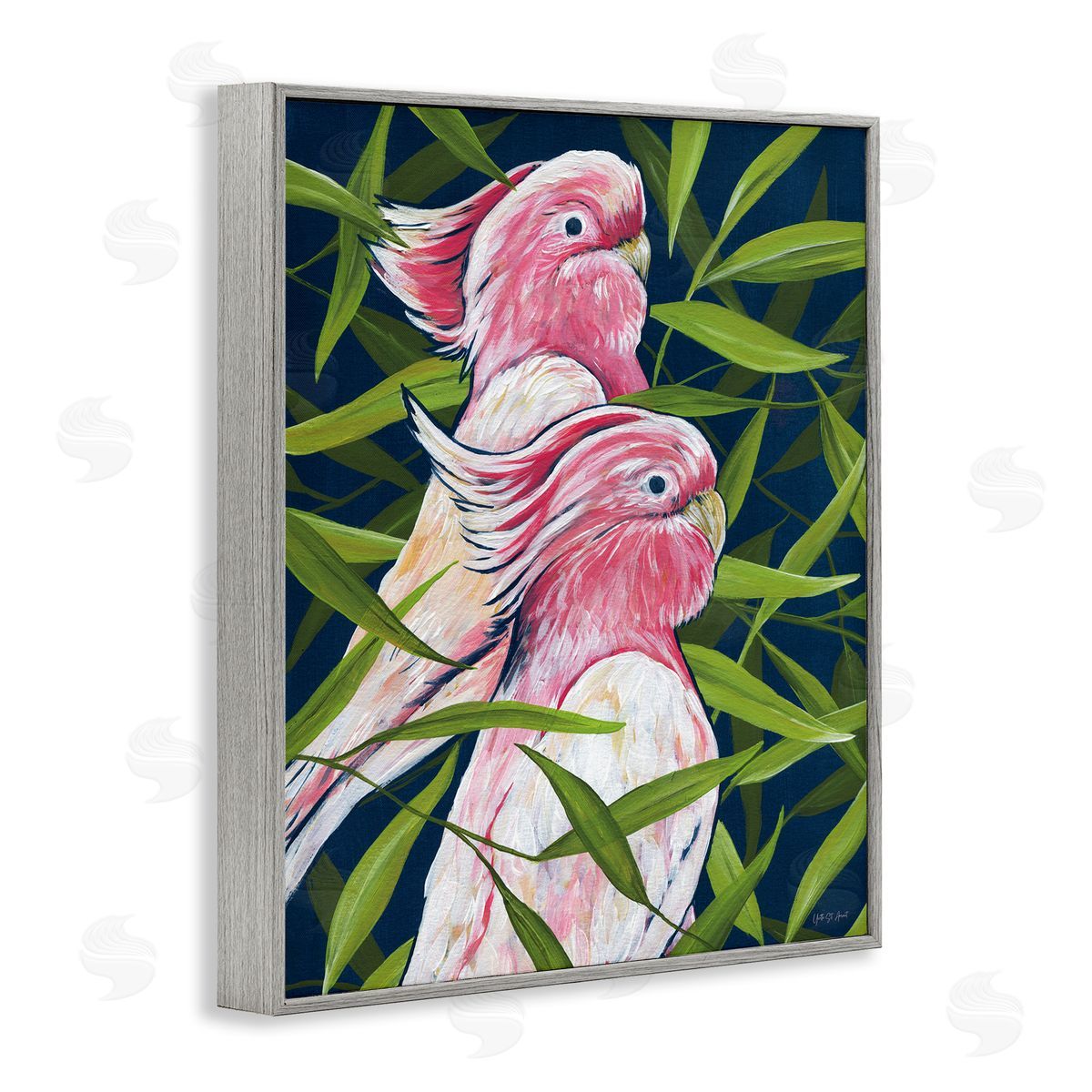 Tropical Paradise Cockatoo Grey Frame Print Wall Art, Home Decor by Yvette St. Amant