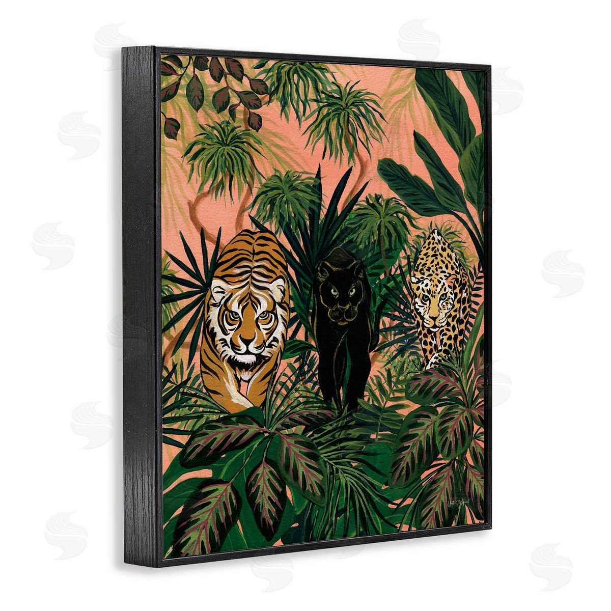 Boho Jungle Prowlers Black Frame Print Wall Art, Home Decor by Yvette St. Amant