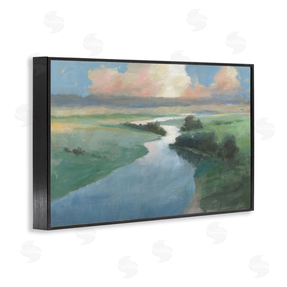 Stream Landscape in January Black Frame Print Wall Art, Home Decor by Wellington Studio