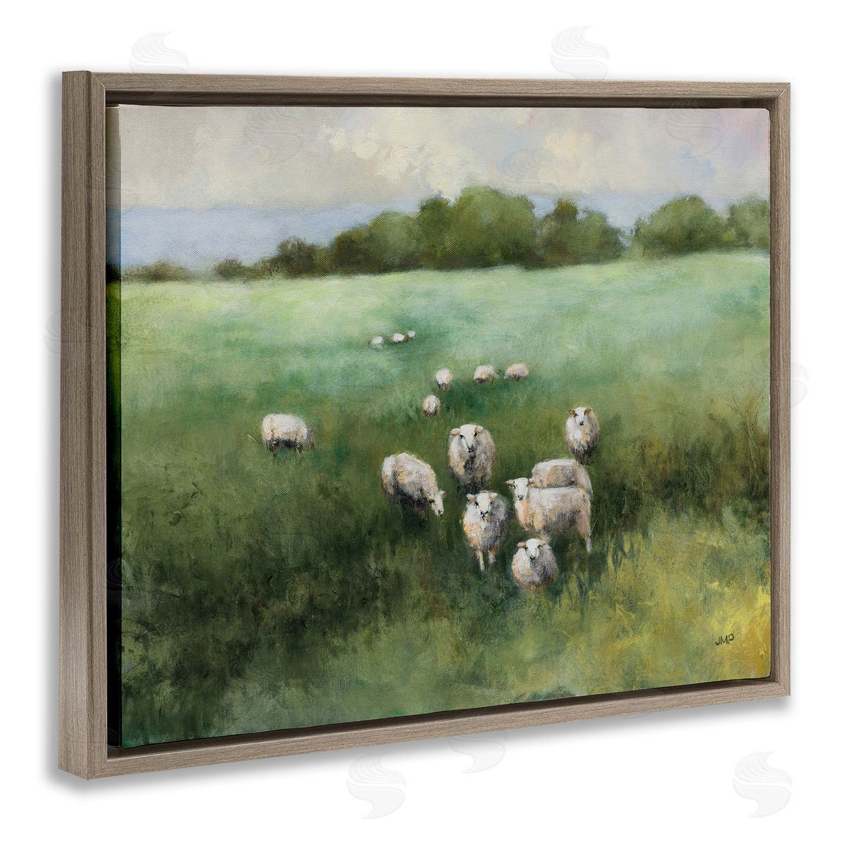 Field Day Sheep Brown Floating Frame Canvas Wall Art, Home Decor by Julia Purinton