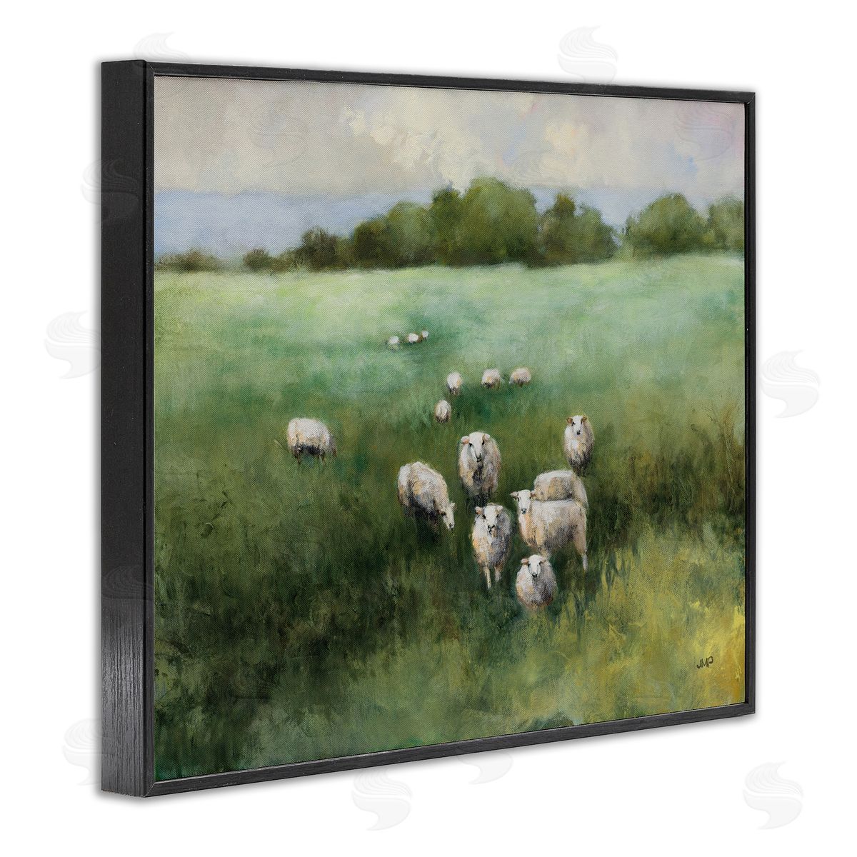 Field Day Sheep Black Frame Print Wall Art, Home Decor by Julia Purinton
