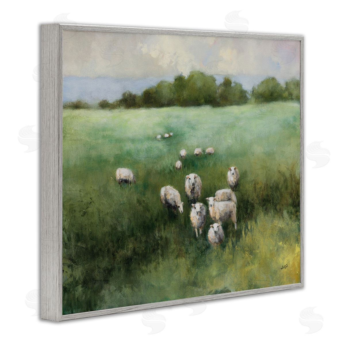 Field Day Sheep Grey Frame Print Wall Art, Home Decor by Julia Purinton