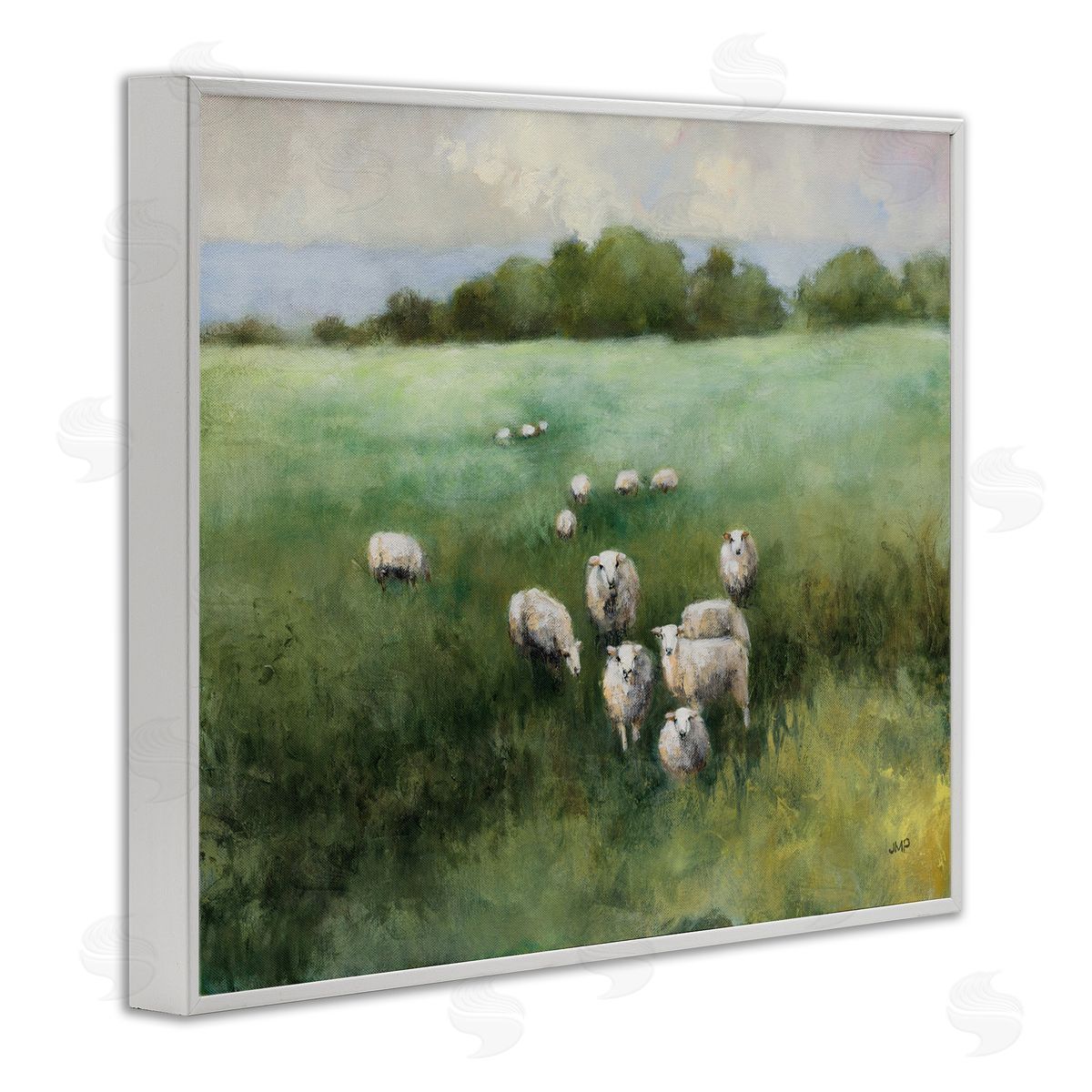 Field Day Sheep White Frame Print Wall Art, Home Decor by Julia Purinton