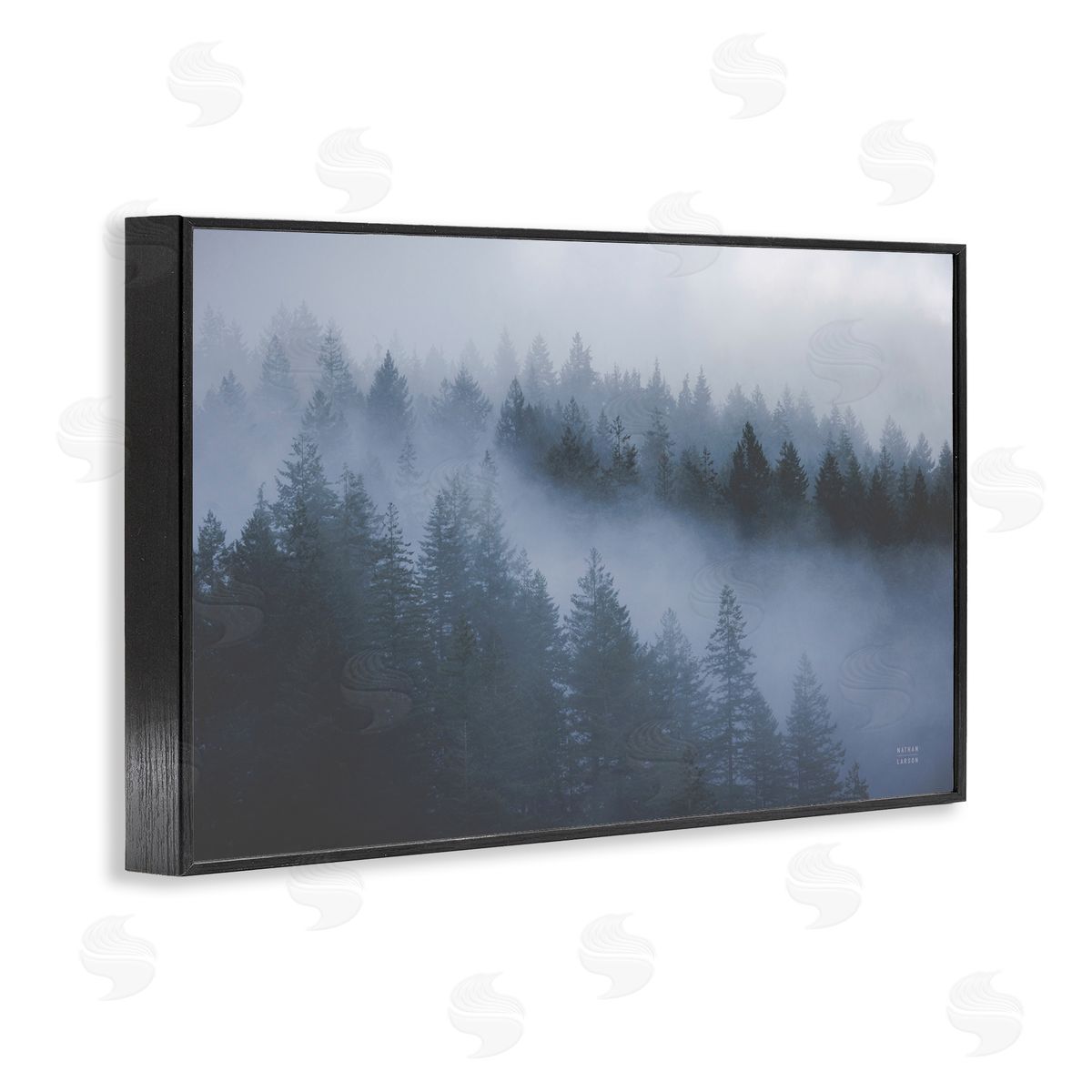 Fog Filled Trees Landscape Black Frame Print Wall Art, Home Decor by Nathan Larson