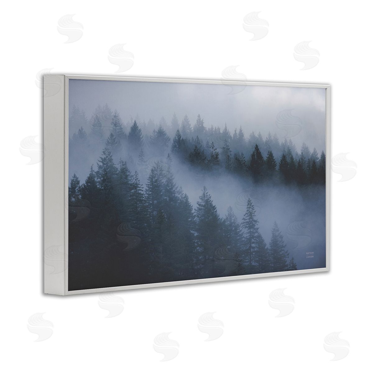 Fog Filled Trees Landscape White Frame Print Wall Art, Home Decor by Nathan Larson