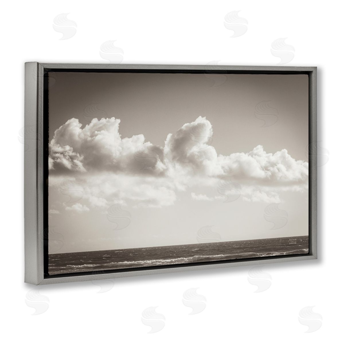 Clouds over Venice Beach Grey Floating Frame Canvas Wall Art, Home Decor by Nathan Larson