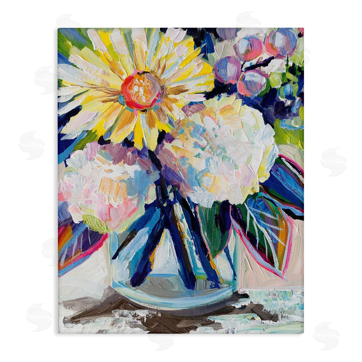 Yearning Mixed Bouquet Canvas Wall Art, Home Decor by Jeanette Vertentes