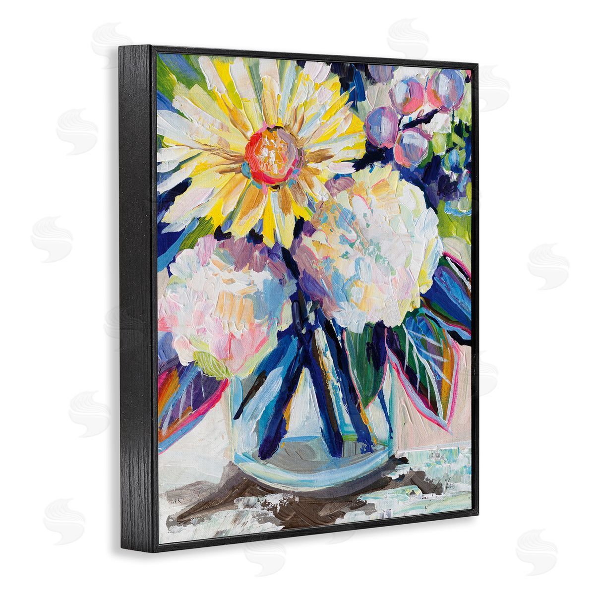 Yearning Mixed Bouquet Black Frame Print Wall Art, Home Decor by Jeanette Vertentes