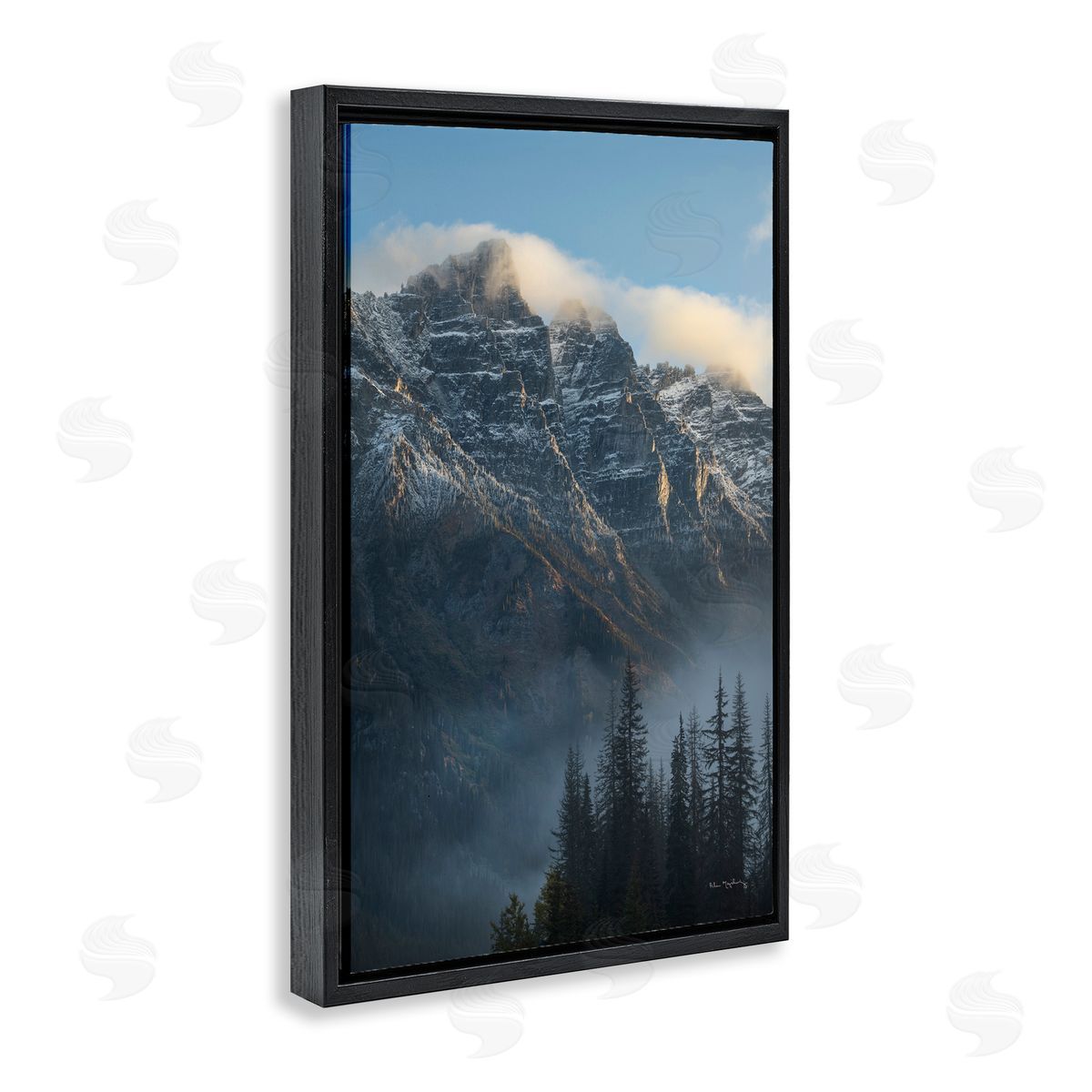 Mount Tupper Mist Black Floating Frame Canvas Wall Art, Home Decor by Alan Majchrowicz