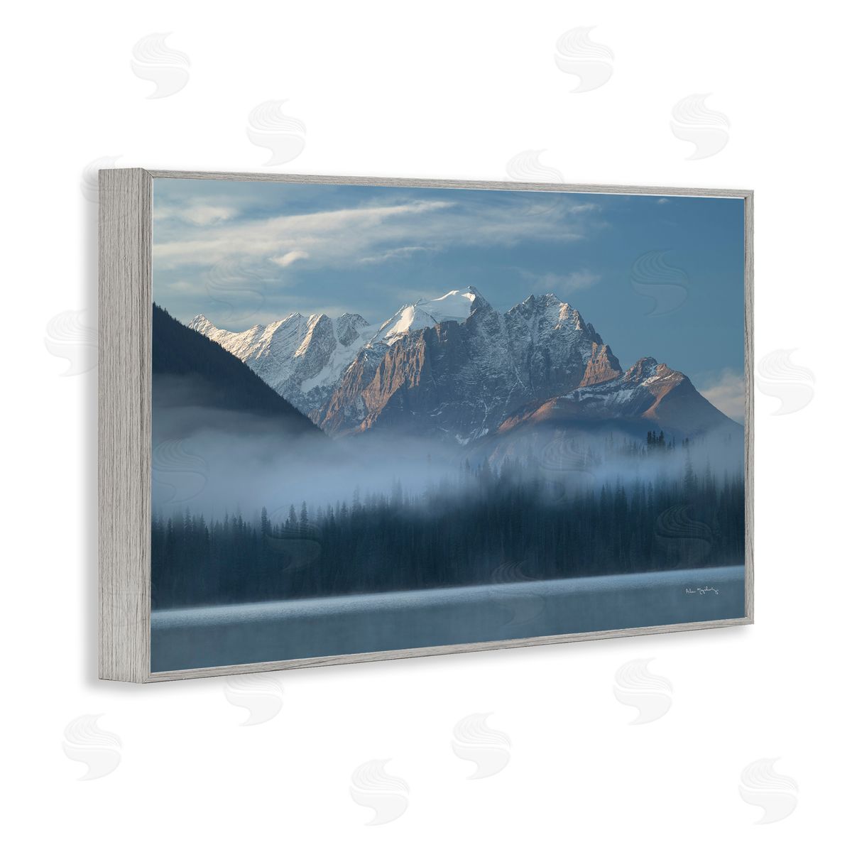 Emerald Lake & Mountain Grey Frame Print Wall Art, Home Decor by Alan Majchrowicz