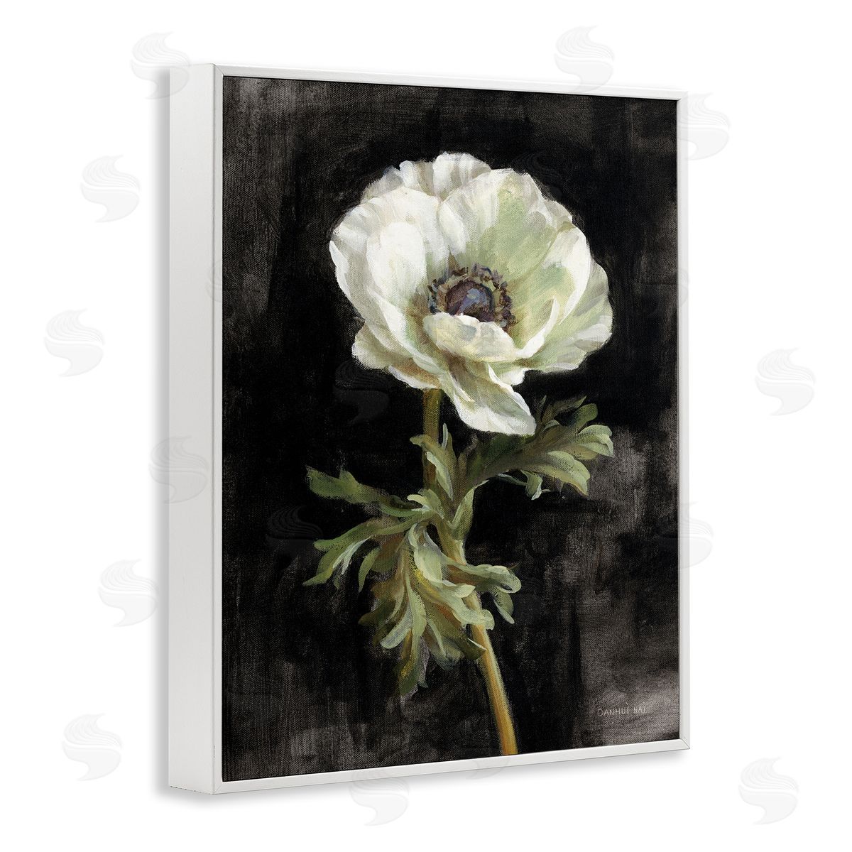Anemone on Black White Frame Print Wall Art, Home Decor by Danhui Nai
