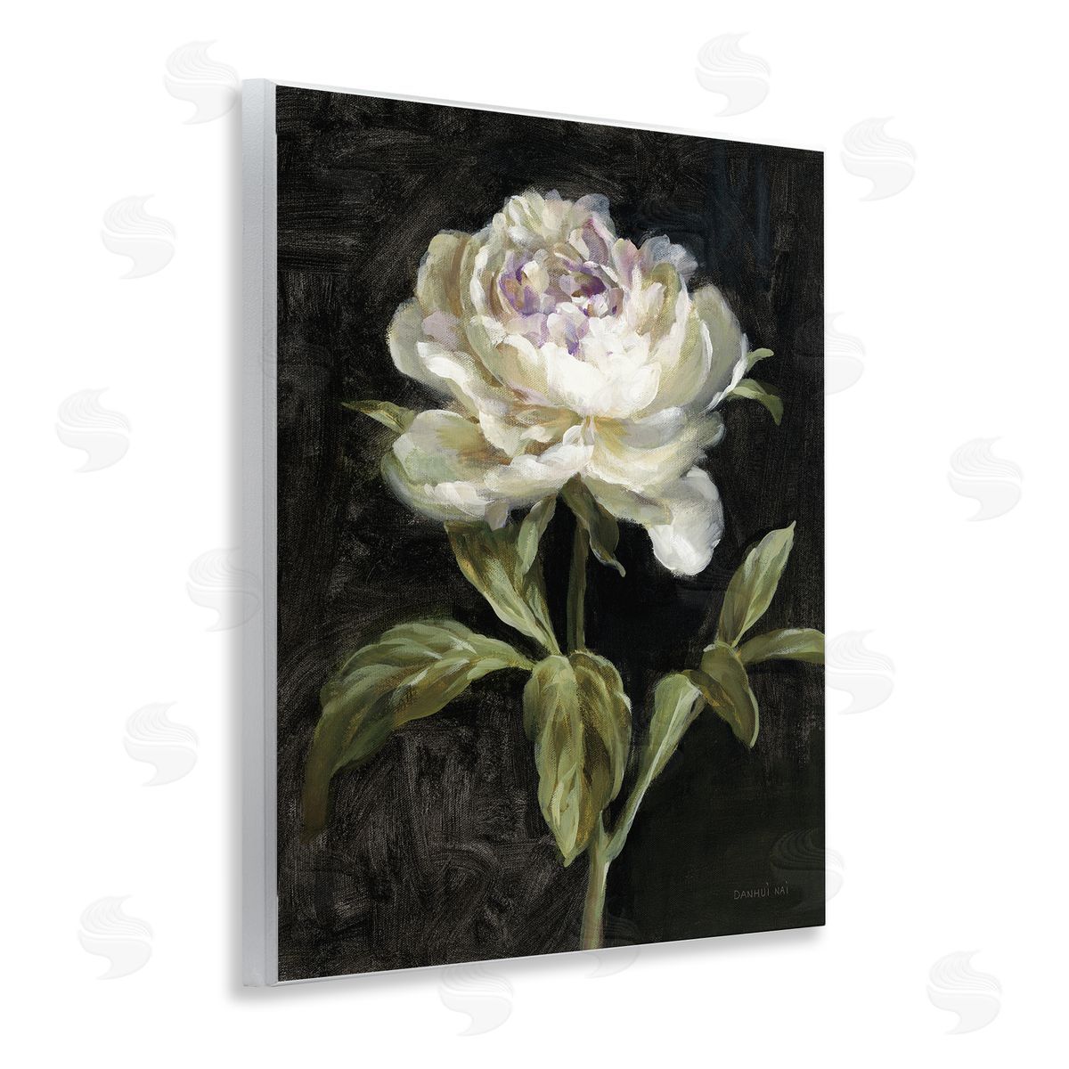 Peony on Black Wood Plaque Wall Art, Home Decor by Danhui Nai