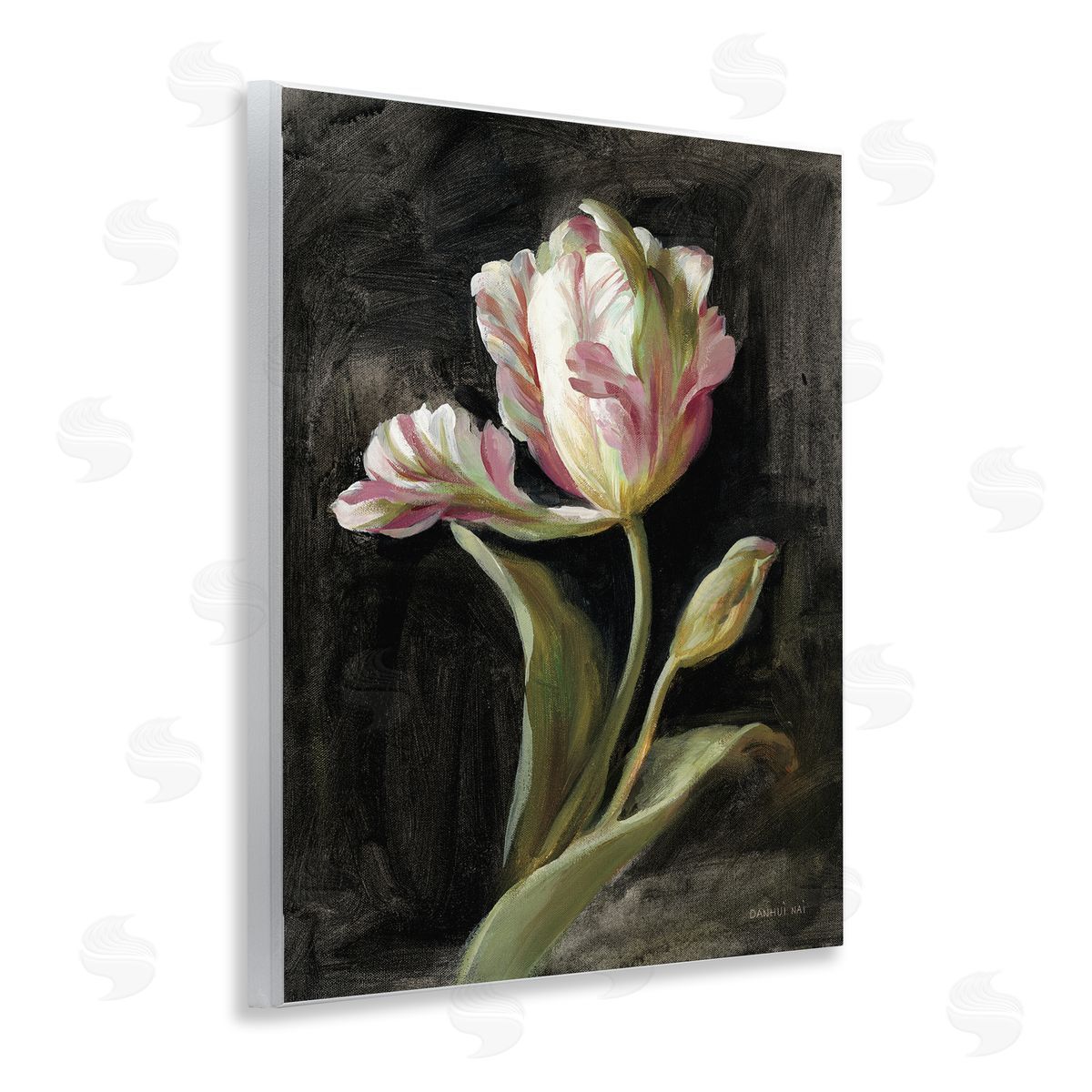 Tulip on Black Wood Plaque Wall Art, Home Decor by Danhui Nai