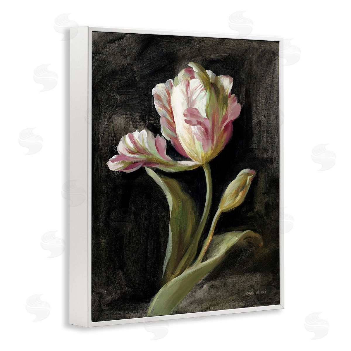 Tulip on Black White Frame Print Wall Art, Home Decor by Danhui Nai