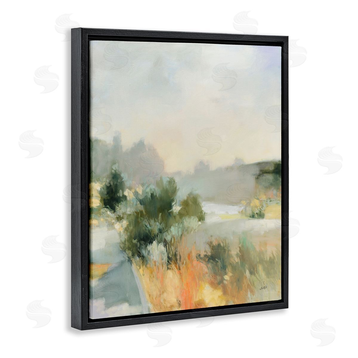 Along The Path Landscape Black Floating Frame Canvas Wall Art, Home Decor by Julia Purinton