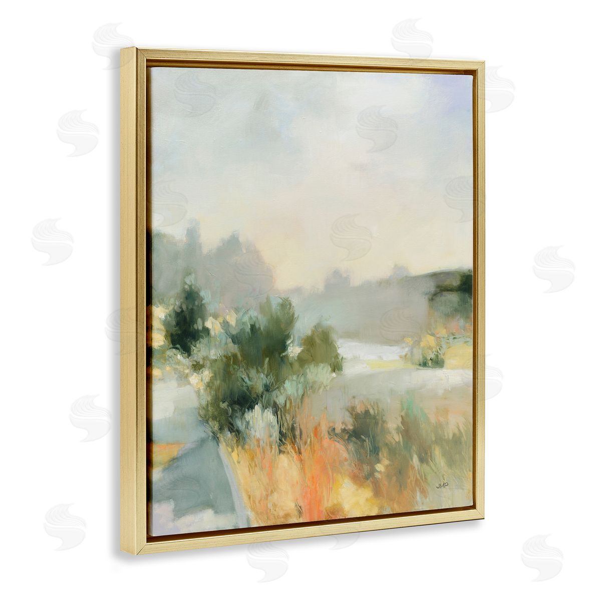 Along The Path Landscape Gold Floating Frame Canvas Wall Art, Home Decor by Julia Purinton