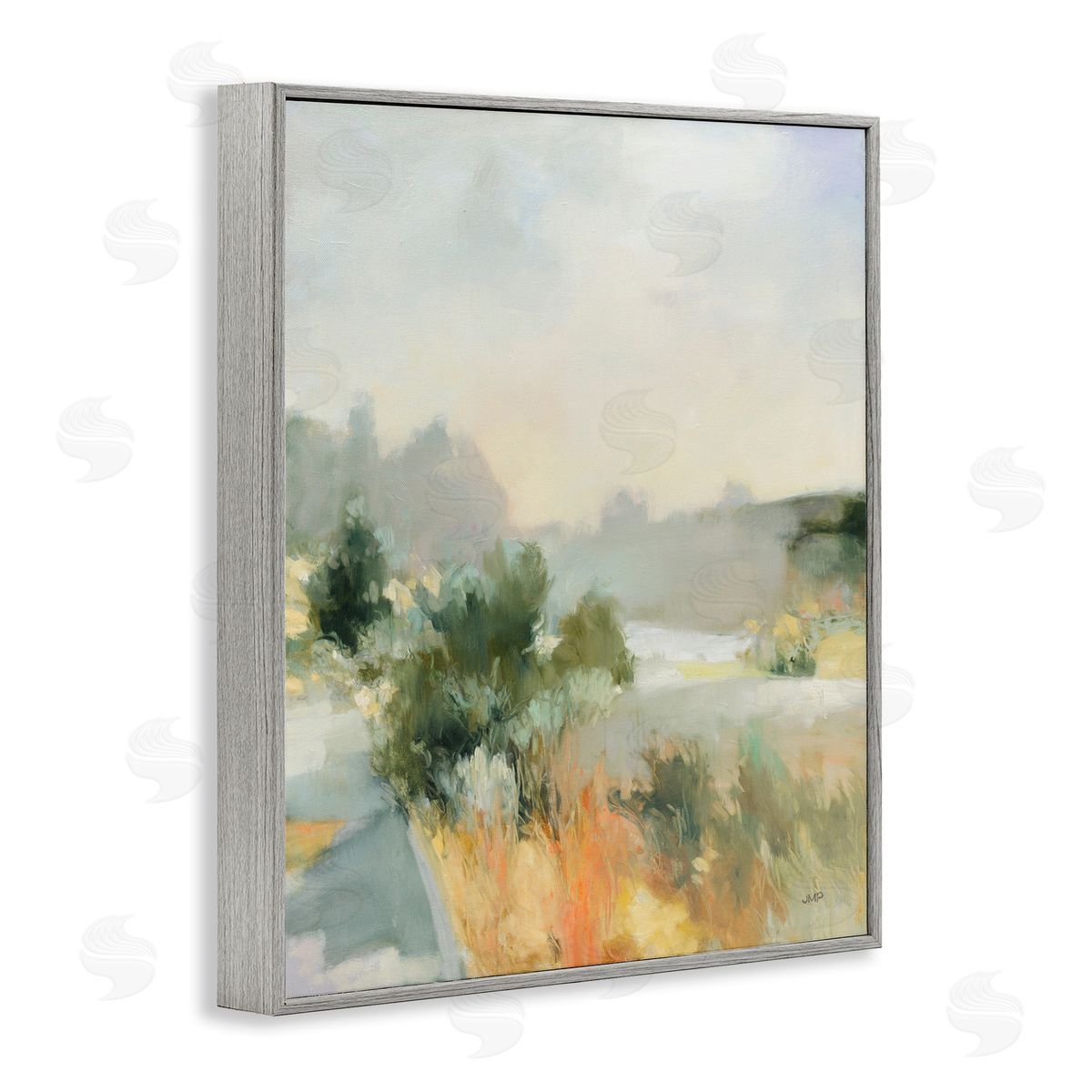 Along The Path Landscape Grey Frame Print Wall Art, Home Decor by Julia Purinton