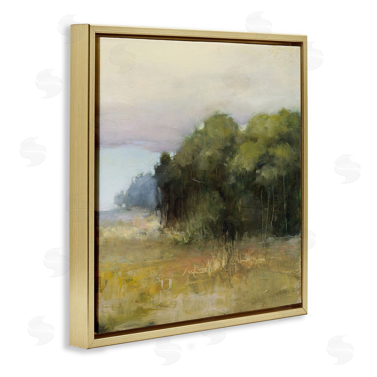 Edge Of Forest Landscape Gold Floating Frame Canvas Wall Art, Home Decor by Julia Purinton