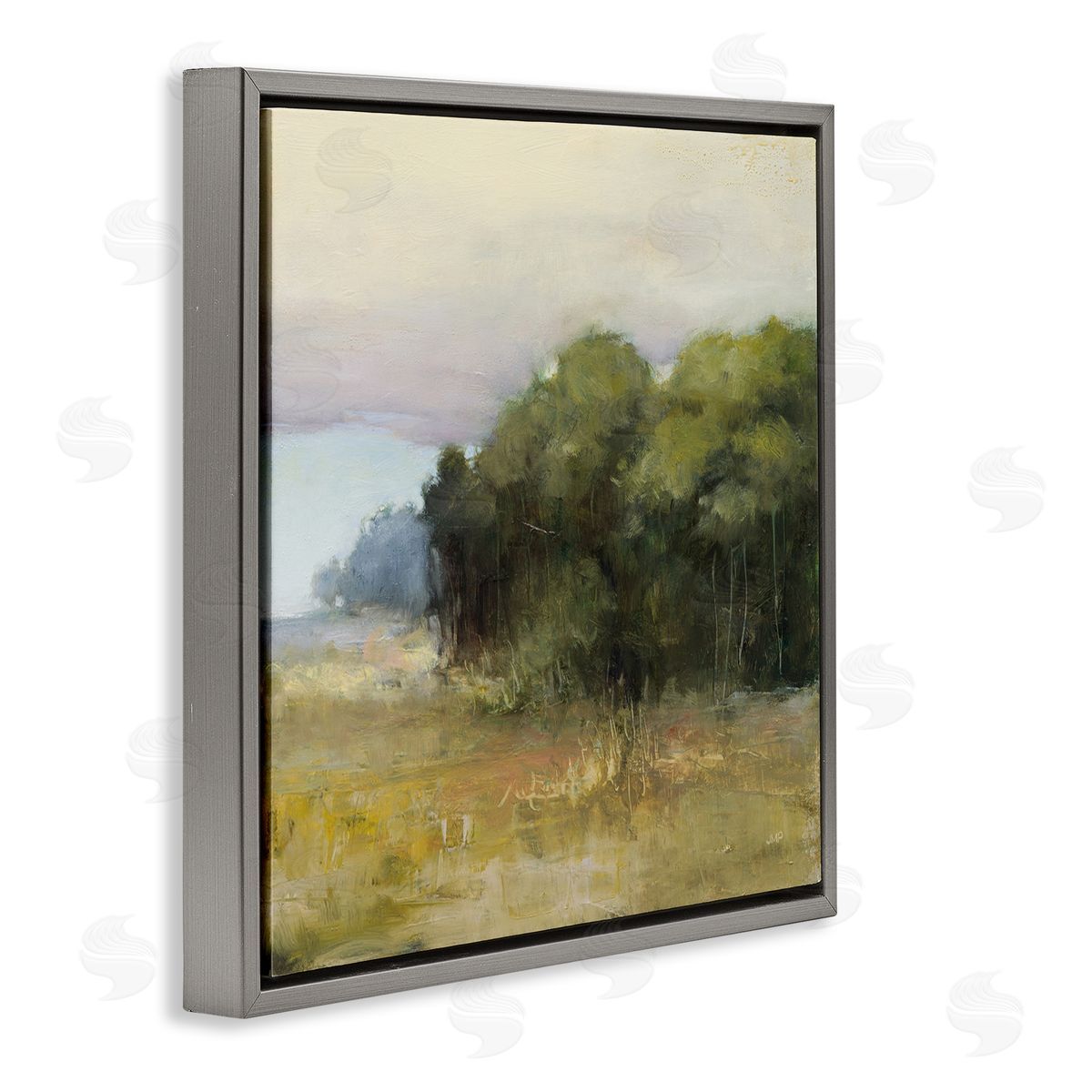 Edge Of Forest Landscape Grey Floating Frame Canvas Wall Art, Home Decor by Julia Purinton