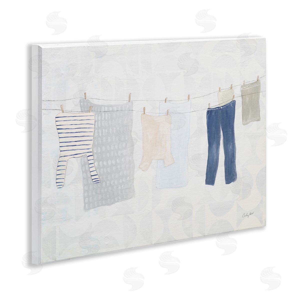 Laundry Day Hanging Clothes Wood Plaque Wall Art, Home Decor by Courtney Prahl