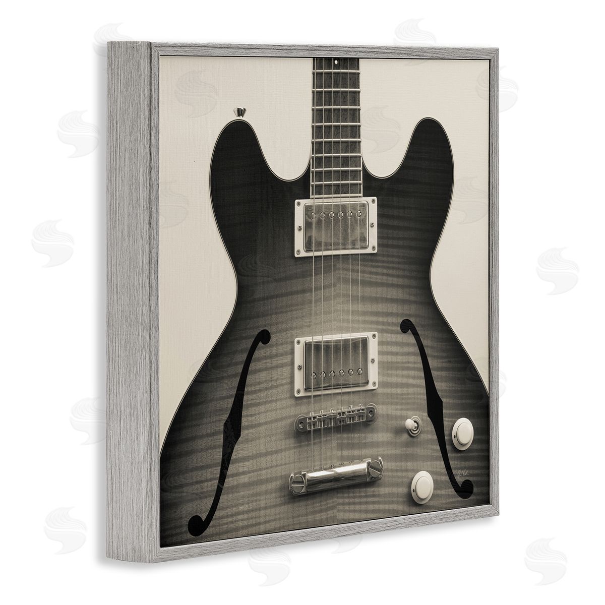 Classy Electric Guitar Grey Frame Print Wall Art, Home Decor by Deborah Revell