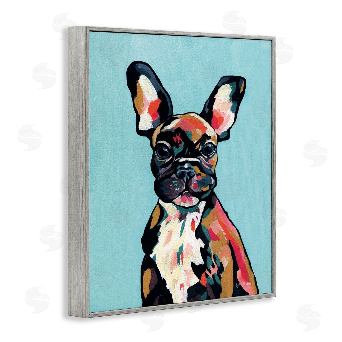 French Bulldog Modern Grey Frame Print Wall Art, Home Decor by Yvette St. Amant
