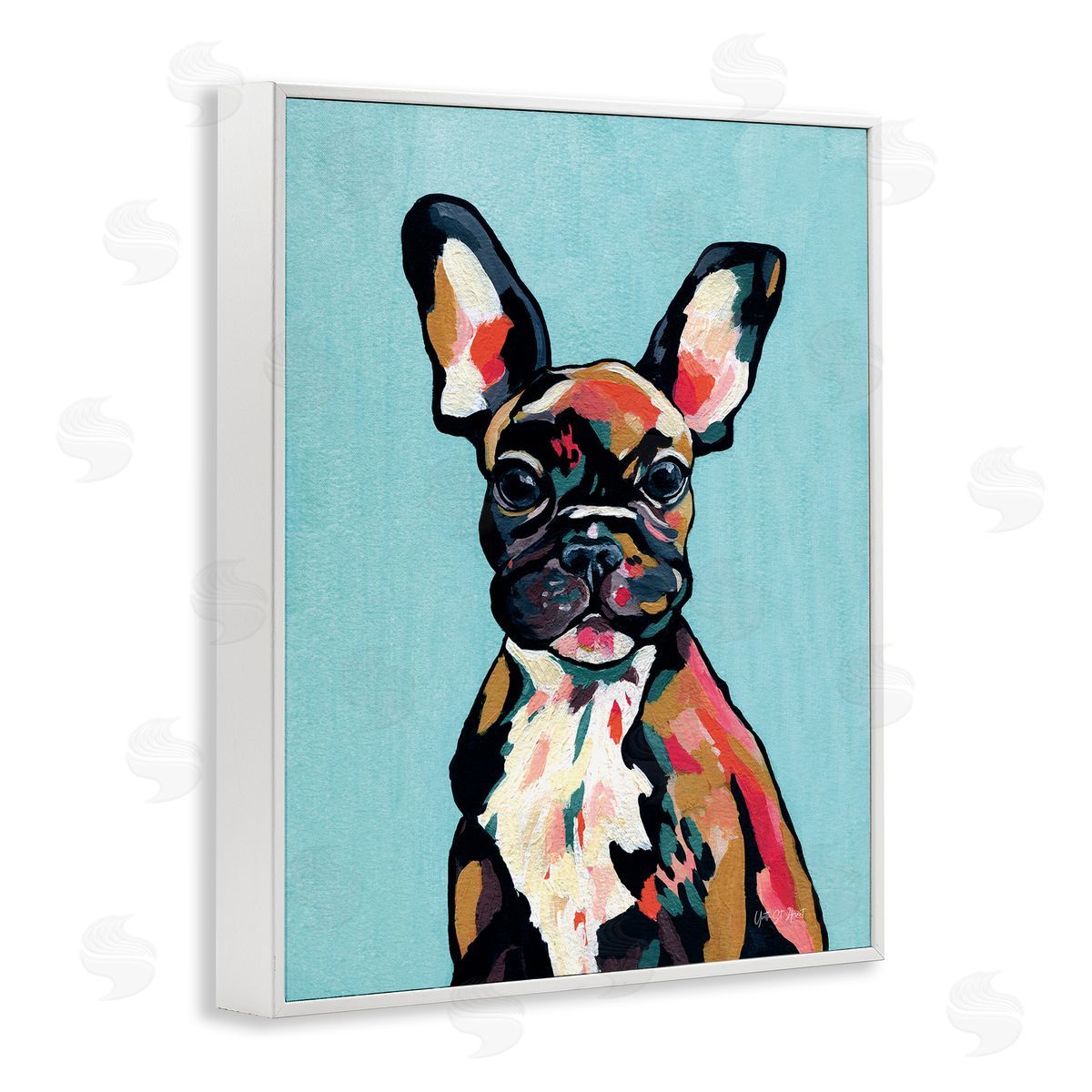 French Bulldog Modern White Frame Print Wall Art, Home Decor by Yvette St. Amant