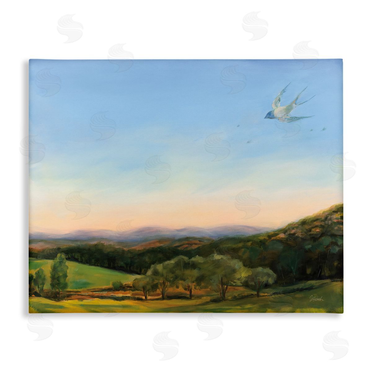 Bird Over Fable Farm Canvas Wall Art, Home Decor by Sue Schlabach