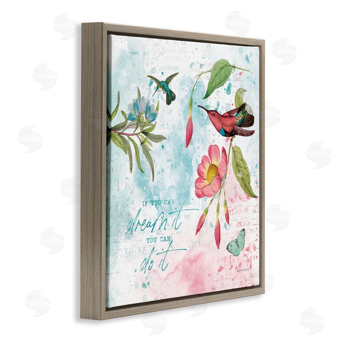 Inspirational Dream & Do It Brown Floating Frame Canvas Wall Art, Home Decor by Katie Pertiet