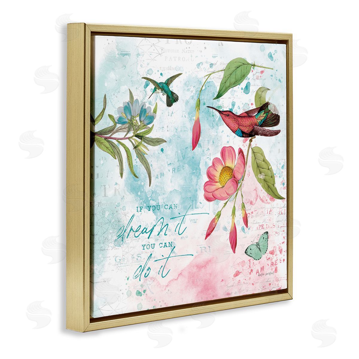 Inspirational Dream & Do It Gold Floating Frame Canvas Wall Art, Home Decor by Katie Pertiet