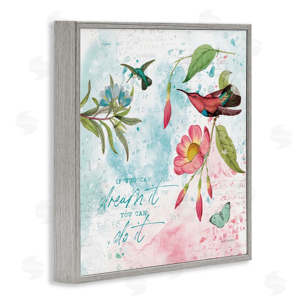 Inspirational Dream & Do It Grey Frame Print Wall Art, Home Decor by Katie Pertiet