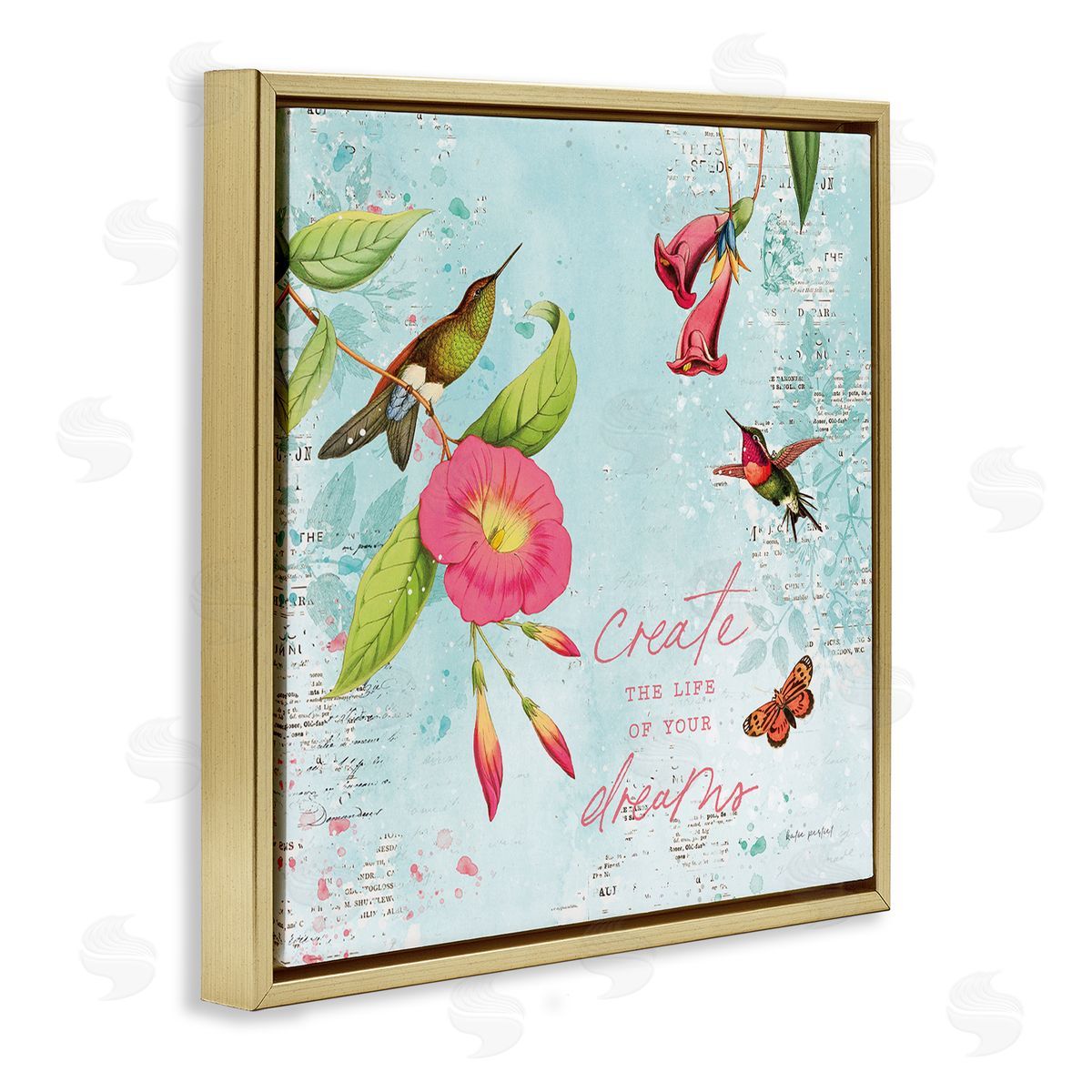 Life Of Your Dreams Gold Floating Frame Canvas Wall Art, Home Decor by Katie Pertiet