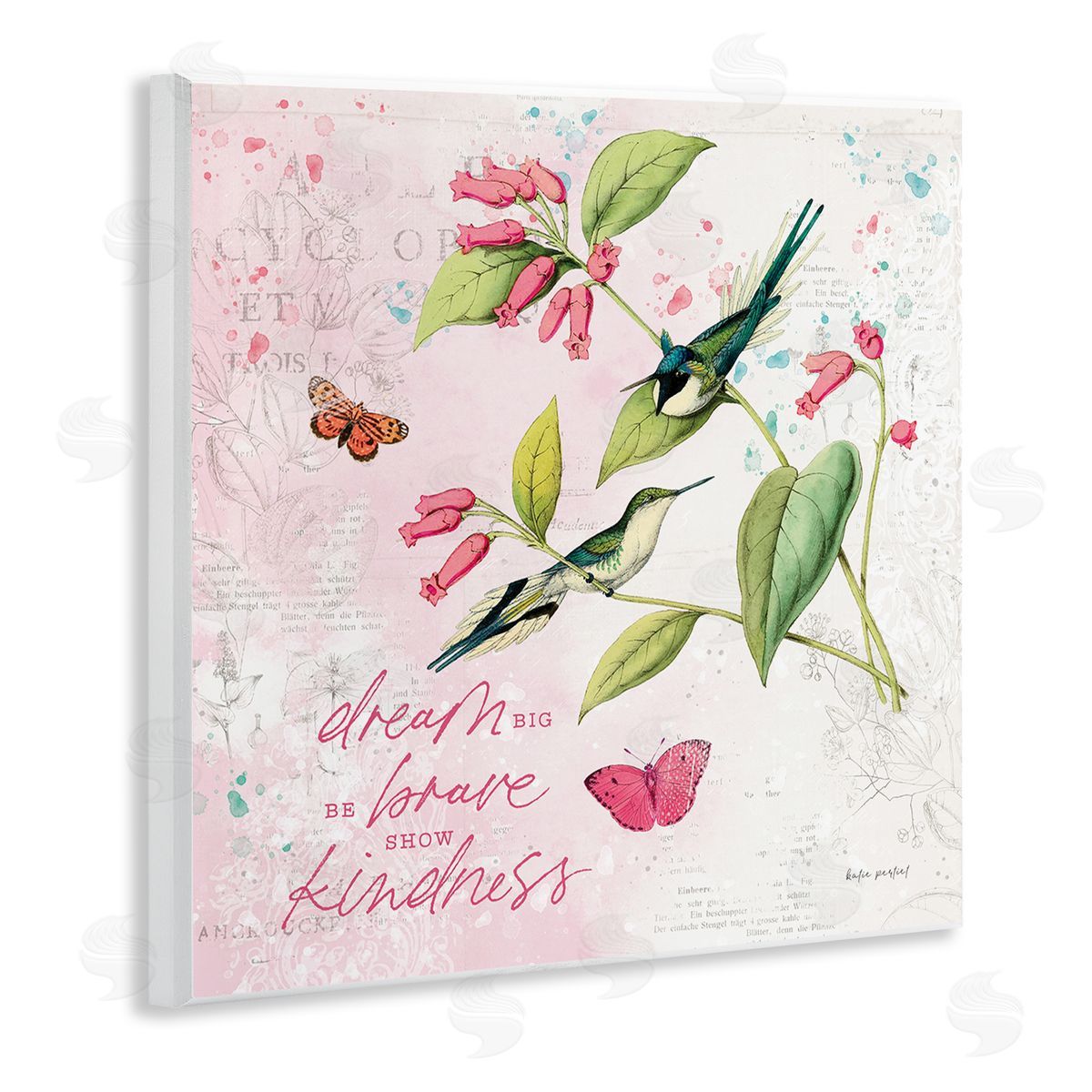 Dream Big Birds & Florals Wood Plaque Wall Art, Home Decor by Katie Pertiet