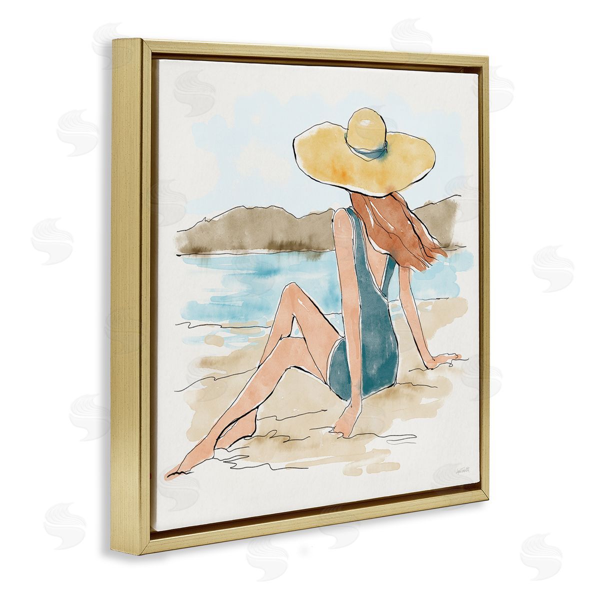 Summer Day Beauty Gold Floating Frame Canvas Wall Art, Home Decor by Anne Tavoletti