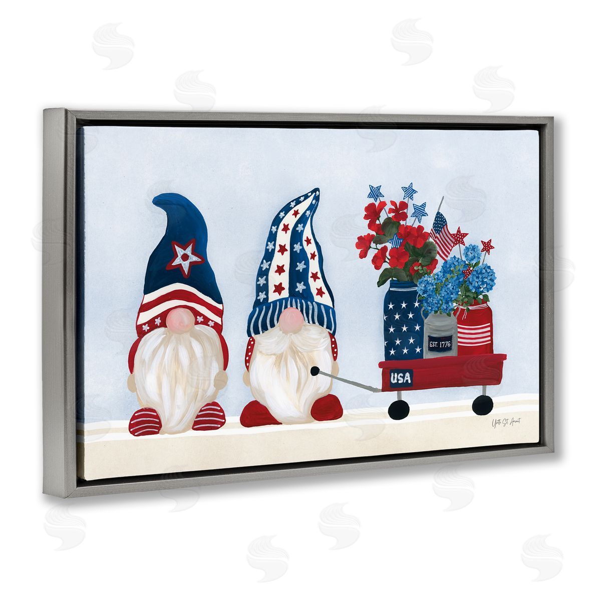 American Gnome & Wagon Grey Floating Frame Canvas Wall Art, Home Decor by Yvette St. Amant