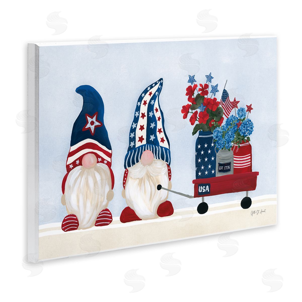 American Gnome & Wagon Wood Plaque Wall Art, Home Decor by Yvette St. Amant