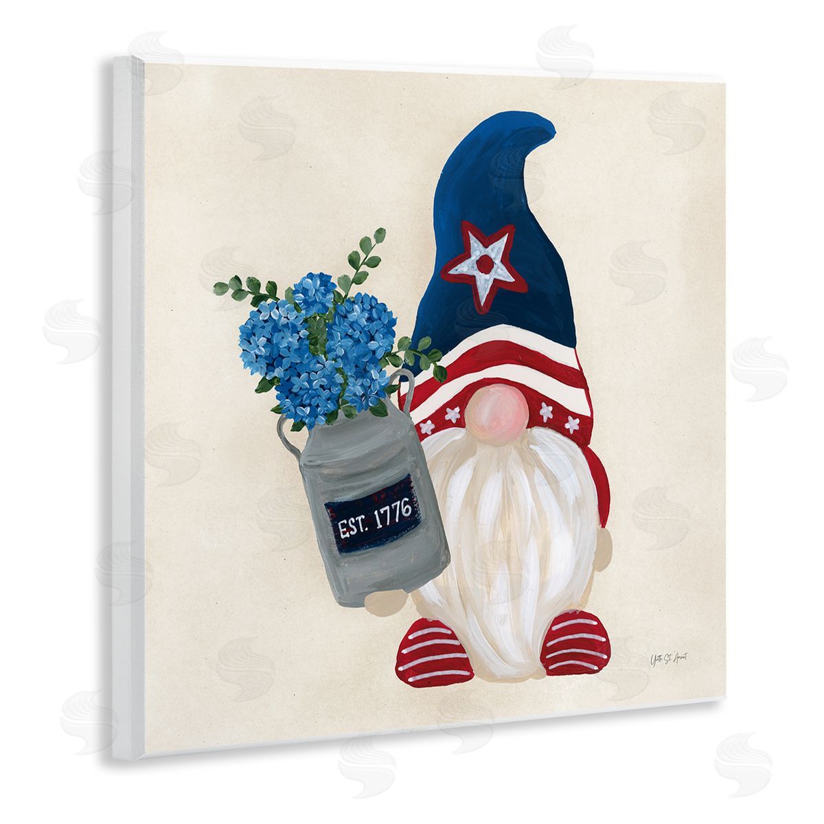 Gnome & Americana Bouquet Wood Plaque Wall Art, Home Decor by Yvette St. Amant